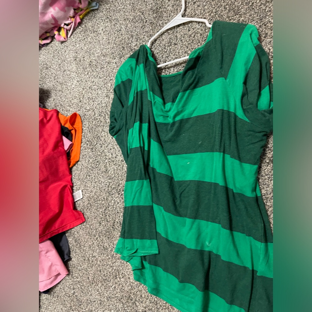 Green striped long sleeve top